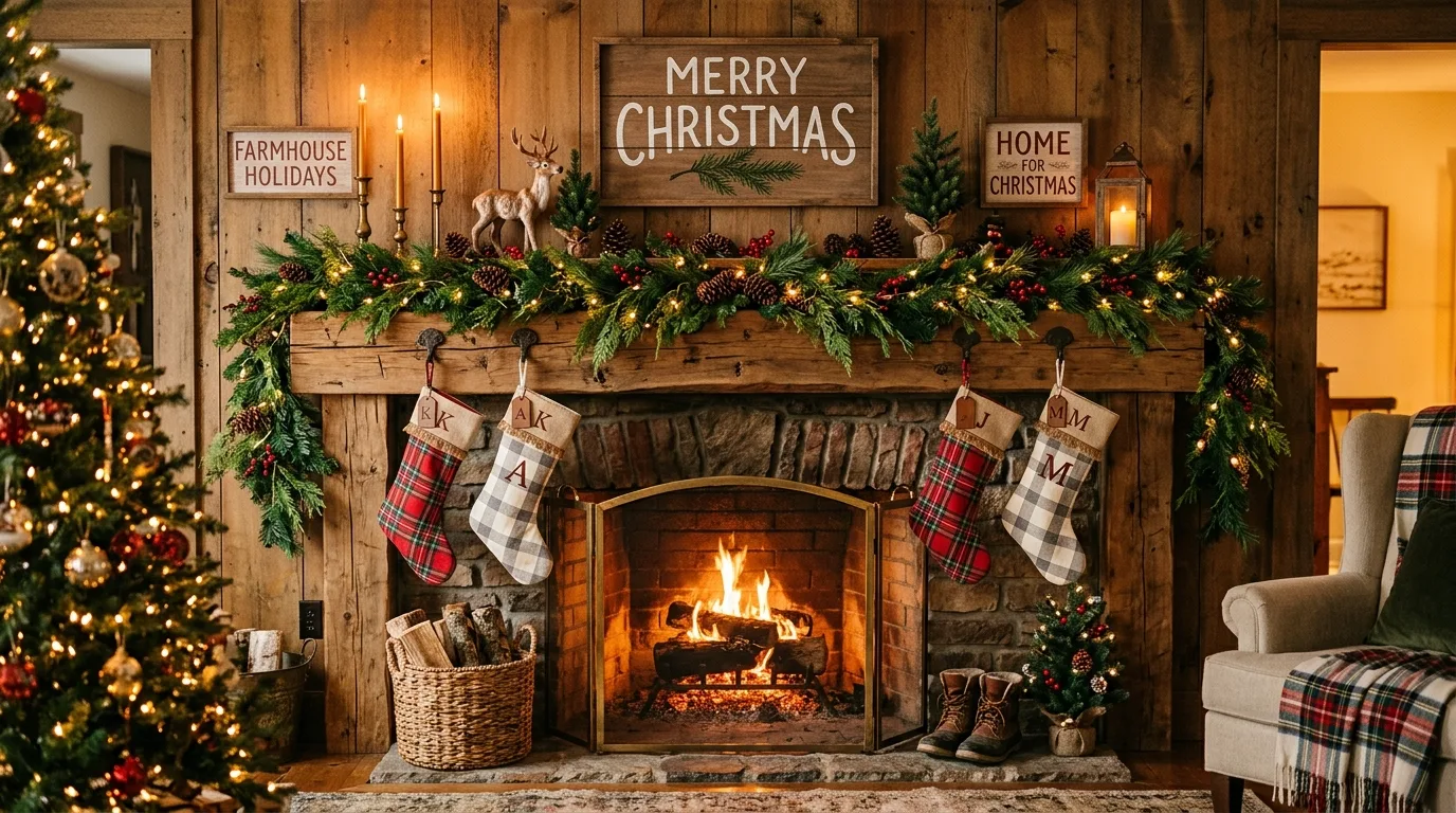 Try a quieter minimalist mantel approach inspiration for a Christmas mantel.